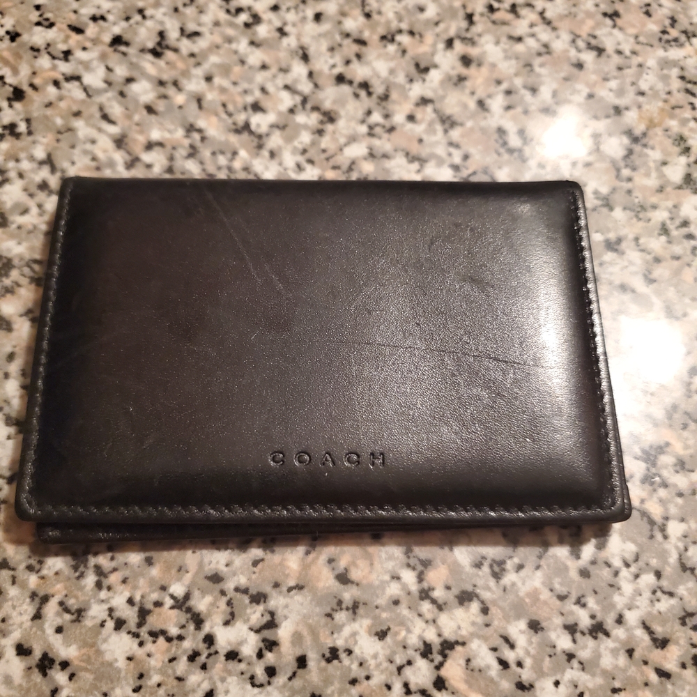 Coach Black Leather Key & Card Holder